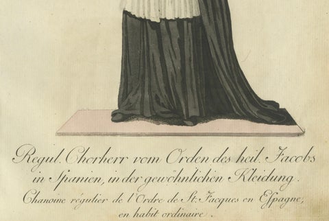 Cleric of the Order of Saint James in Spain in Ordinary Dress, 1791 Engraving, close-up 1