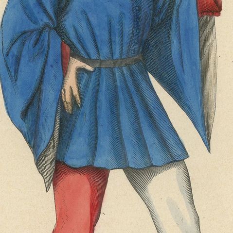 French Youth in Traditional Medieval Attire, 1847, close-up 5