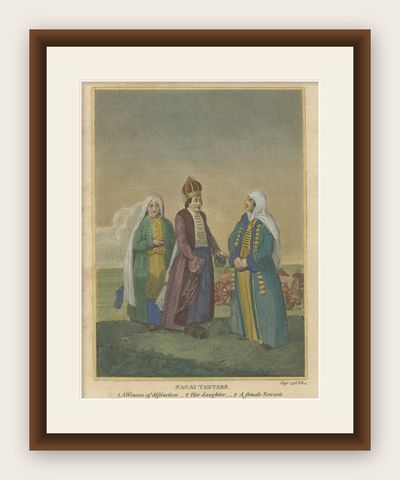 Nagai Tartars, Traditional Dress of Women of Distinction, c.1810 Engraving, shown framed