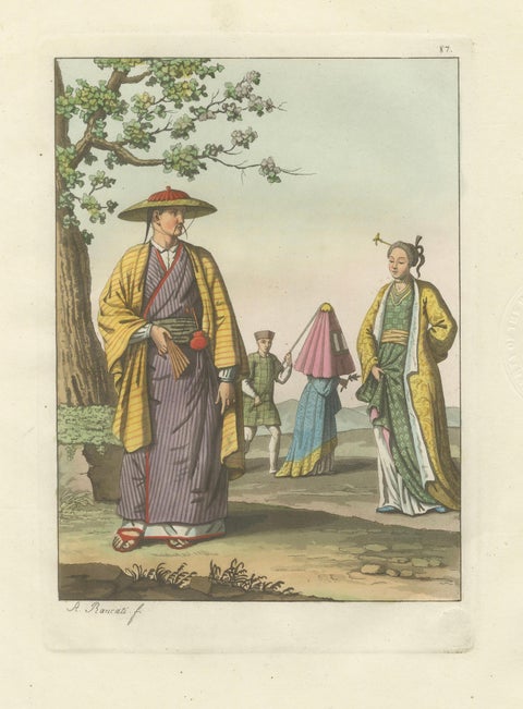 Japanese Costume Scene Edo Period, Ferrario Il Costume Antico e Moderno, 1815, close-up 2