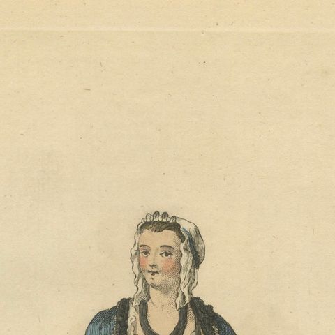 Venetian Morning Dress Costume Print, Lady of Venice Fashion, 1749, close-up 4