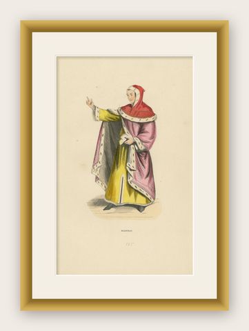 The Esteemed Jurist: A Magistrate's Robe in an Original Lithograph, 1847, shown framed