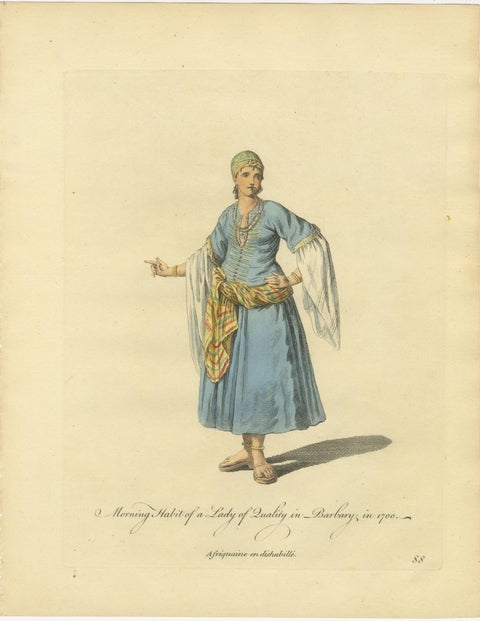 Barbary Ladies in Morning and Ceremonial Dress in 1700, Costume Engravings, 1749, view 2