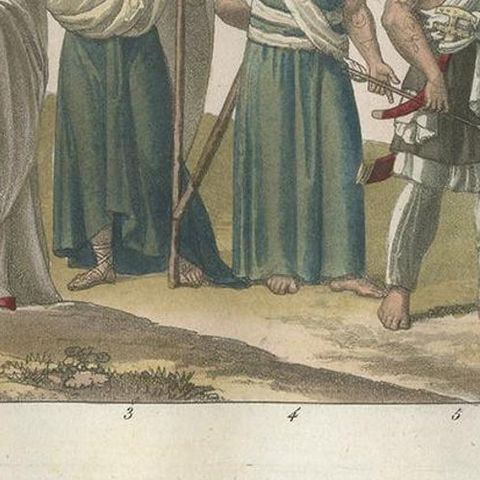 Antique Print of Arab Noblemen by Ferrario '1831', close-up 1