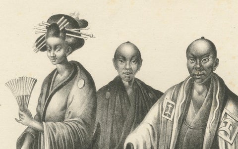 Antique Lithograph of Chinese Figures in Tradional Attire, Brodtmann 1827, close-up 3