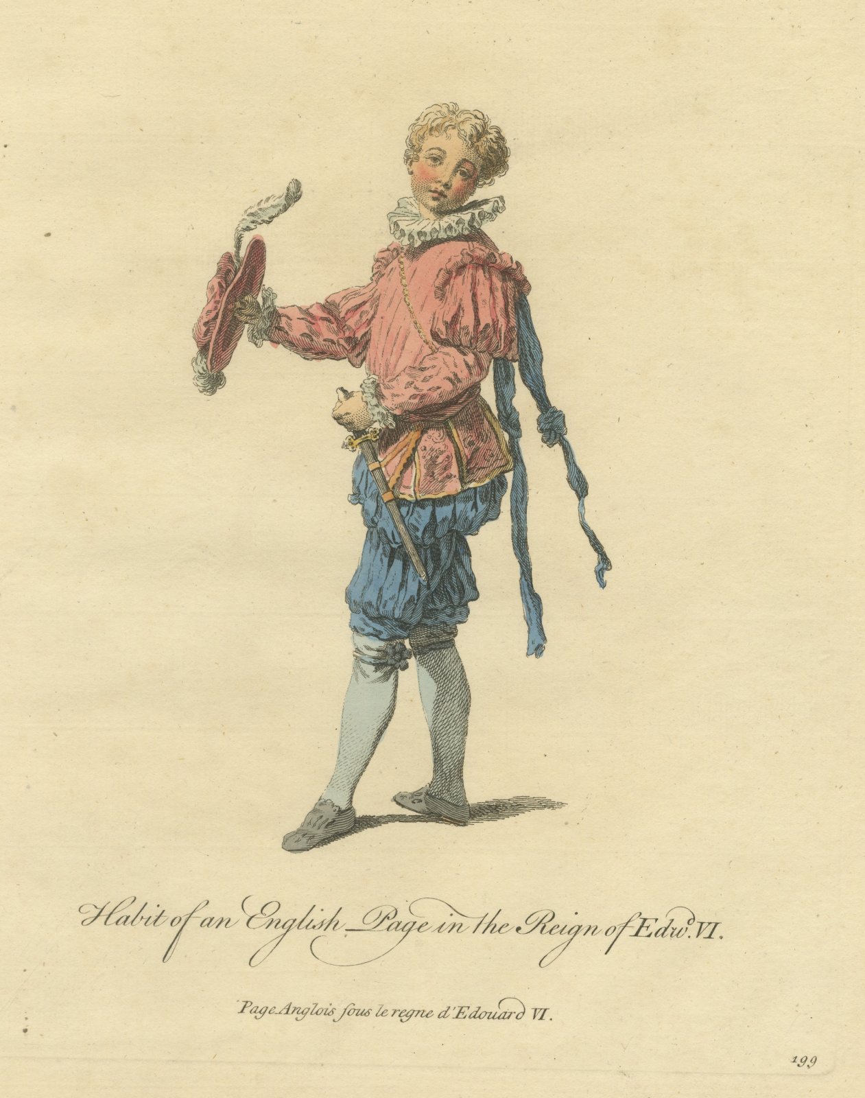 Habit of an English Page in the Reign of Edward VI, Jefferys Costume Plate, 1757