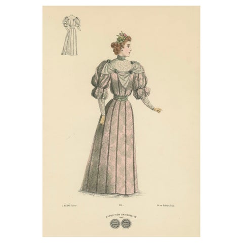 A Lithograph of Fashion Elegance at the Exposition Universelle, 1889