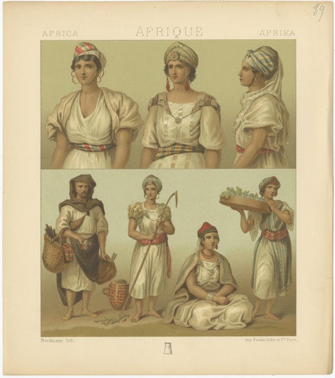 Antique Print of African Costumes Racinet, 'circa 1880', view 2