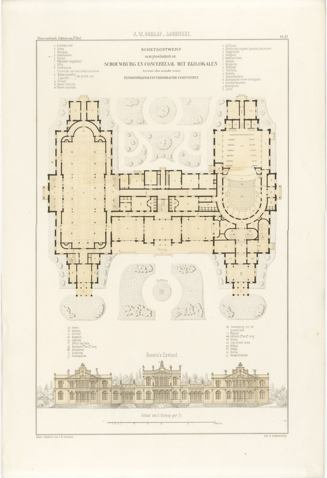 Theatre and Concert Hall Design, Dutch Architecture Print, Leliman, 1865-1866