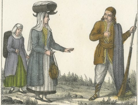 Slavs and Liburnians of the Austrian Empire, Hand Colored Lithograph, 1842, close-up 2