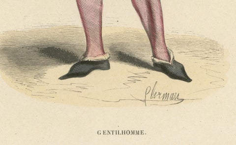 The Gallant Courtier: A Nobleman's Fashion in 'Costume du Moyen Âge, 1847, close-up 1