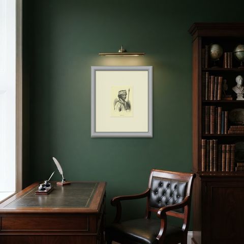 Rajah of Dao, Antique Wahlen Costume Print, 1843-1844, shown framed in a room
