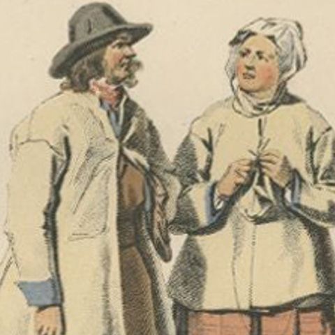 Antique Costume Print of Mora, Dalarna in Sweden, circa 1864, close-up 2