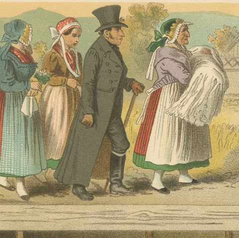 Silesian Folk Costume Scene, Prussia, Buchwald & Fischbach, c.1875, close-up 6