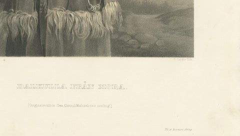 Dalkulla från Mora, Swedish Folk Costume Lithograph by Pehr Wickenberg, 1850, close-up 5