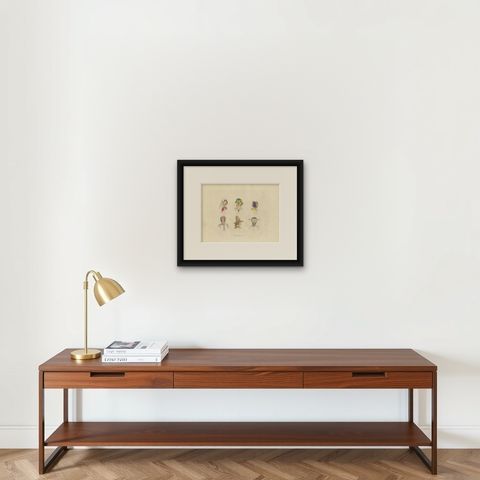 Traditional Headdresses from Italy and France: Florence, Ostia, Castà, 1823, shown framed on a wall
