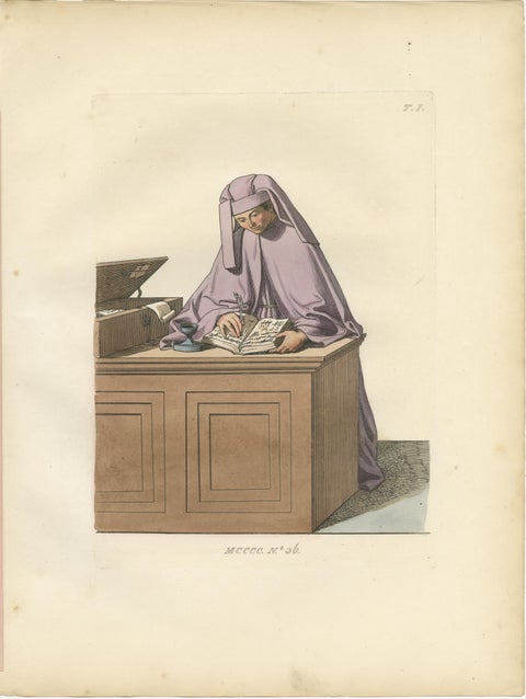 Florentine Grace, Jewish Scholar & Renaissance Notary in Costume, Print of 1845, view 4