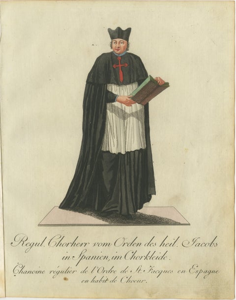Regular Canon of the Order of St. James of Spain in Choir Attire, 1791 Engraving, view 2