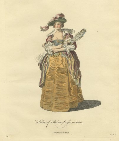 Wife of Rubens in 1620 with a Feather Fan, Jefferys Costume Plate, 1757
