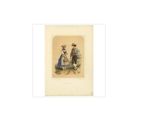 Antique Costume Print of Switzerland by A. Lacouchie, circa 1850, view 4
