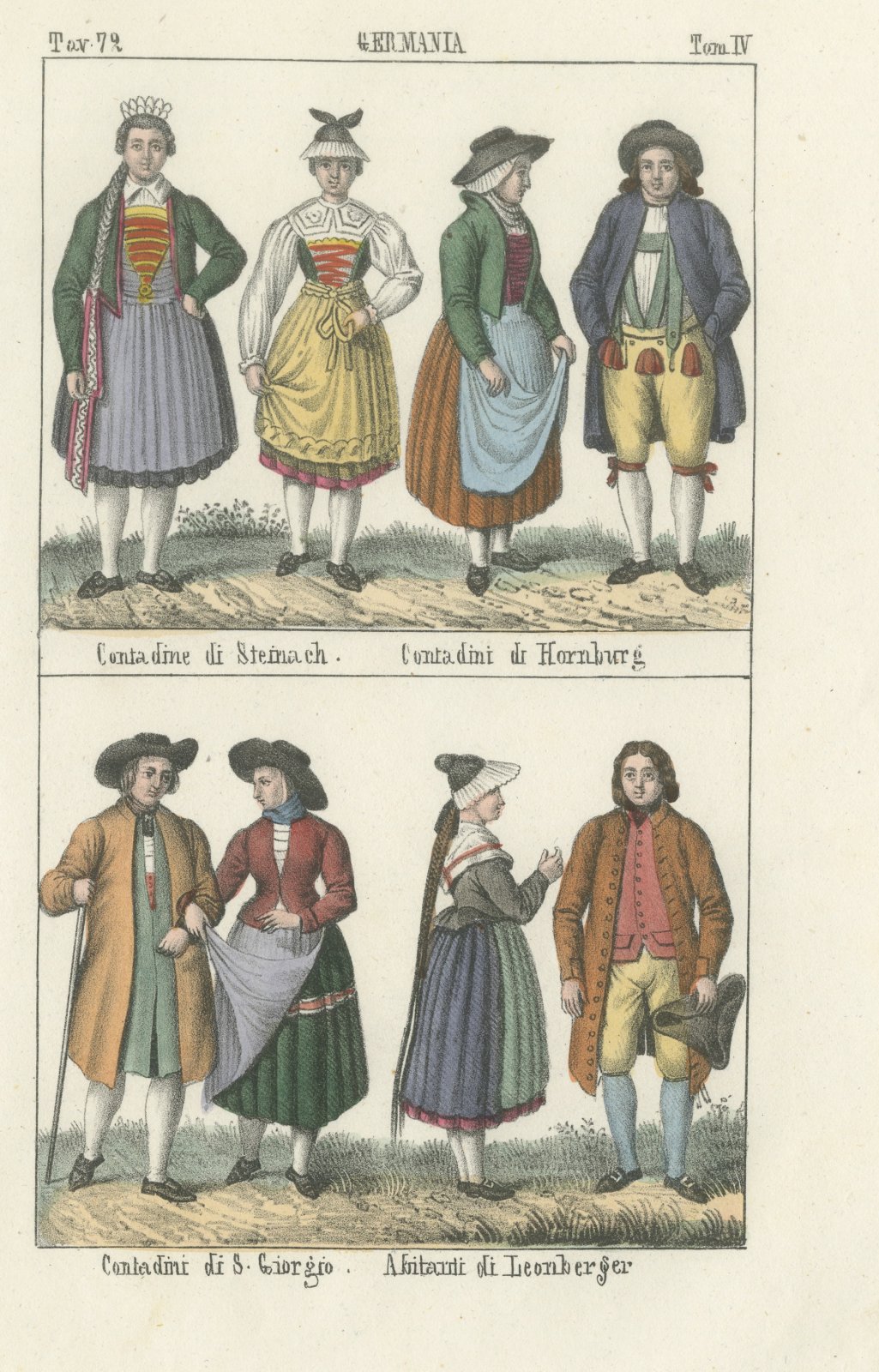 German Peasants of Steinach, Hornburg, San Giorgio and Leonberger, 1842