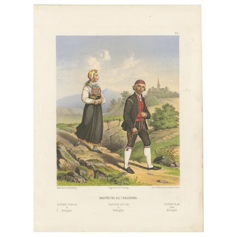 Norwegian Folk Costumes from Aal in Hallingdal, Tønsberg Edition, 1860s
