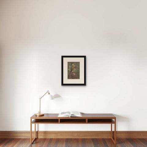 Linzerin, Austrian Folk Costume Print after Eduard Payer, ca. 1880, shown framed on a wall