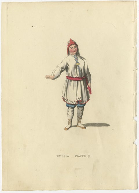 A Visual Journey through 19th-Century Russian Ethnic Attire, Engraved in 1814, view 3