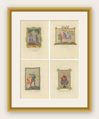Set of four Antique Prints of English Costumes by Strutt '1862', shown framed