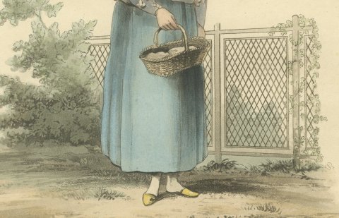 Woman of Hinlopen, Frisian Dress, Antique Ackermann Print, 1817, close-up 2