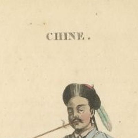Antique Print of a Mandarin in Court dress, circa 1820, close-up 1