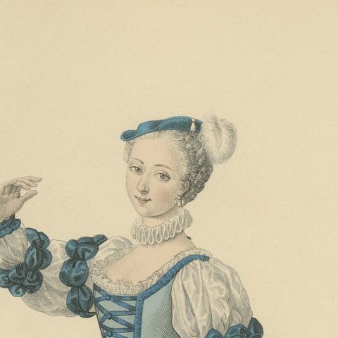La Camargo, Hand-Colored Engraving of Famous Parisian Dancer, c.1900, close-up 5