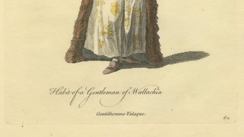 Antique Costume Print of a Gentleman of Wallachia, Engraving Jefferys, 1749, close-up 3