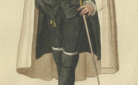 Knight of the Teutonic Order: 1791 Hand-Colored Engraving in Ceremonial Dress, close-up 2