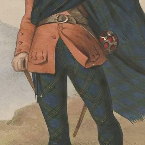 Antique Costume Print 'Colquhon' Scotland by L. Dickenson, circa 1847, close-up 2