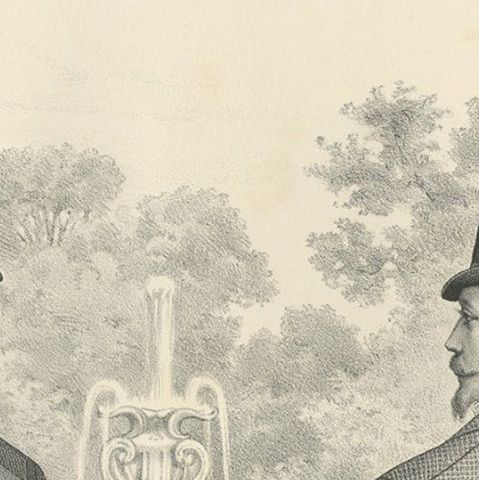 Antique Decorative Print of Men's Fashion, c.1890, close-up 1