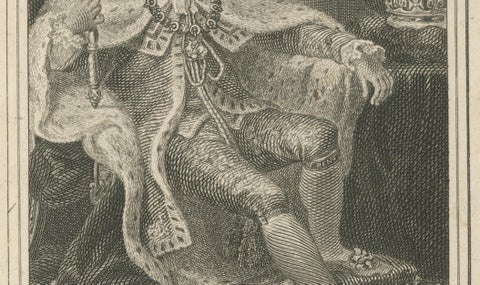 King George III in Coronation Robes, Small Antique Engraved Portrait, c.1780, close-up 5