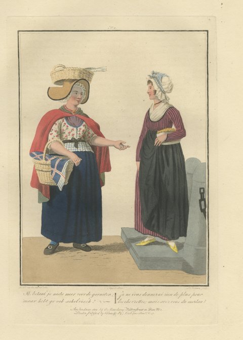 Shrimp Seller and Customer, Dutch Costume Print, Maaskamp, 1811