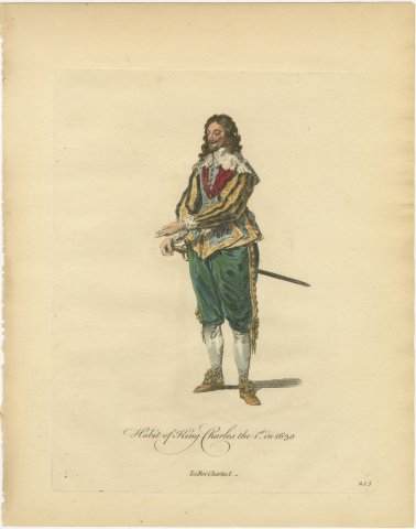 King Charles I in 1630, Caroline Court Costume, Jefferys Costume Print, 1757, view 2