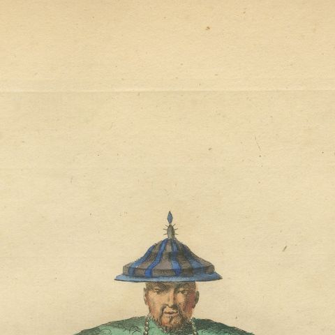 Chinese Mandarin Official in Light Summer Robes, Antique Costume Print, 1749, close-up 6