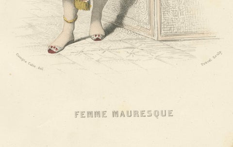 lgeria Moorish Woman, Hand-Colored Costume Lithograph, 1853, close-up 2