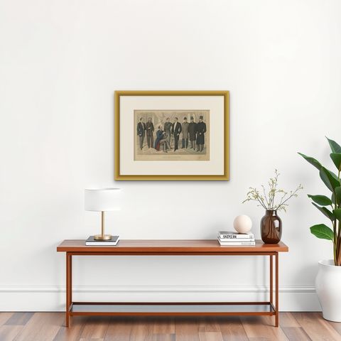 Antique Print of Fashion in November 1891 by Klemm & Weiss, circa 1900, shown framed on a wall