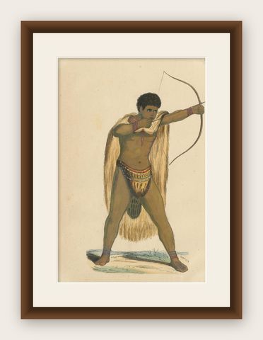Antique Costume Print of a Male Khoikhoi by Wahlen, '1843', shown framed