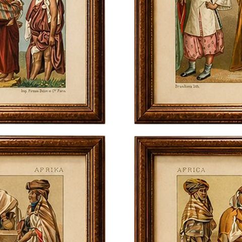 North African Costumes & Figures Set of 4, Racinet Afrique Plates, 1888, close-up 2