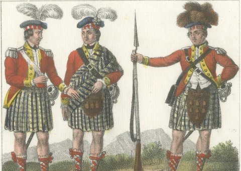 Scottish Highland Officers and Soldier with Icelandic and Danish Women, 1842, close-up 1