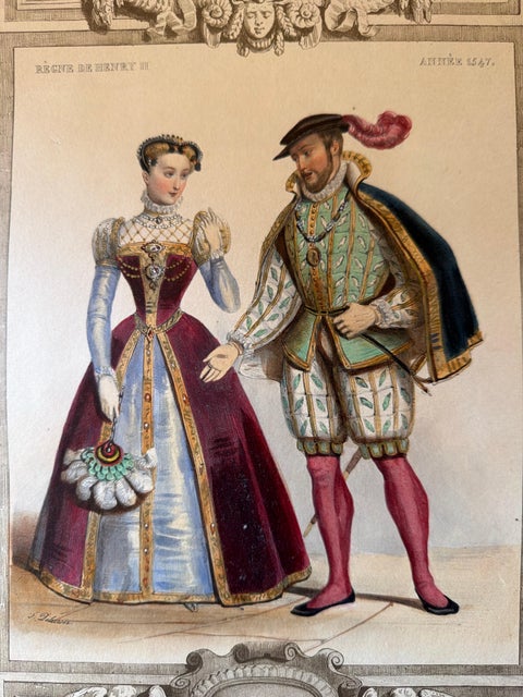 Henri II & Catherine de' Medici French Court Costume Lithograph, 1847, view 8