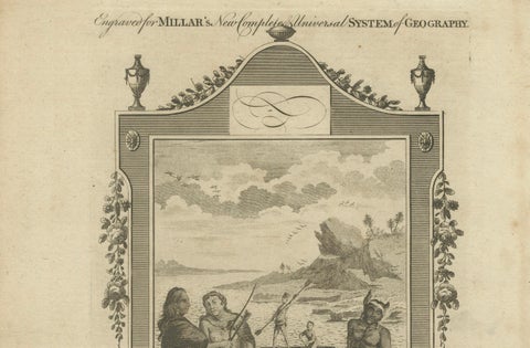 California Indigenous Dress & Fishing Rafts, Early Ethnographic Engraving 1754, close-up 4