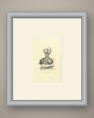 Javanese Dancer, Antique Wahlen Costume Print, 1843-1844, shown framed