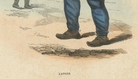 Laplander in Traditional Dress, Hand-Coloured Lithograph, c.1845, close-up 4