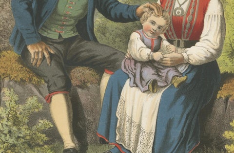 Norwegian Folk Costumes from Fane near Bergen, Tonsberg Edition, 1860s, close-up 2